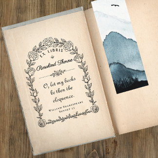 Elegantes Ex Libris-Bibliothekszitat Botanik Gummistempel