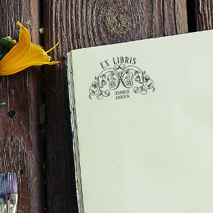 Elegantes Ex Libris Buchzeichen Vintage-Blumen-Buc Gummistempel