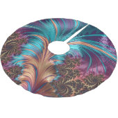 Elegantes Exotisches Abstraktes Feather Aquamarin Polyester Weihnachtsbaumdecke (Schrägansicht)