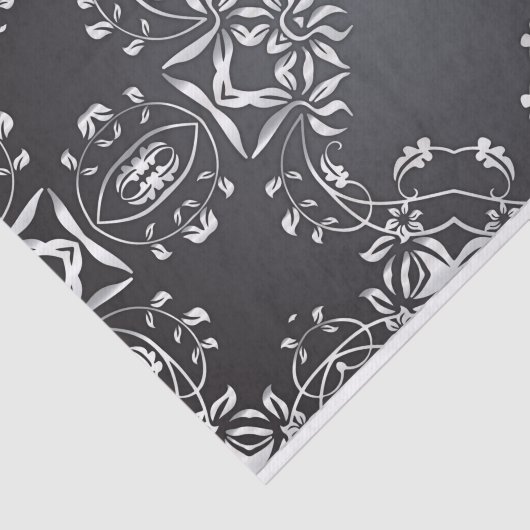 Elegantes Extravagant Schwarz und Silberbarsch Ver Seidenpapier (Ausschnitt)