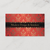 Elegantes Extravagantes Design in Rot, Gold und Sc Visitenkarte (Rückseite)