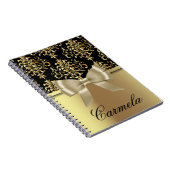 Elegantes Extravagantes Gold und schwarzer Damast Notizblock (Rechte Seite)