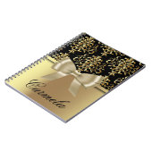 Elegantes Extravagantes Gold und schwarzer Damast Notizblock (Linke Seite)