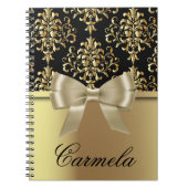 Elegantes Extravagantes Gold und schwarzer Damast Notizblock (Vorderseite)