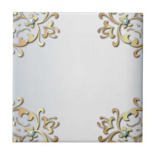 Elegantes Extravagantes Gold Verziert Barock Filig Fliese (Vorderseite)