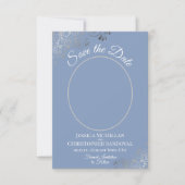 Elegantes Extravagantes Silver & Dusty Blue Foto H Save The Date (Vorderseite)