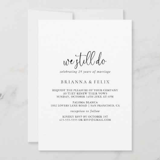 Elegantes Extravagantes Skript, das wir noch immer Einladung (Vorderseite)