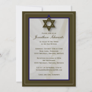 Elegantes Fabric Bar Mitzvah Einladung in Brown