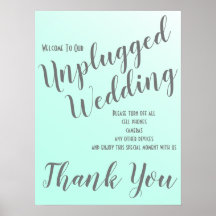Elegantes Fade Mint Green Unplugged Wedding Sign