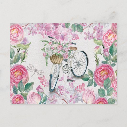 Elegantes Fahrrad und Blume Postkarte (Vorderseite)