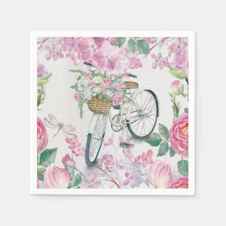 Elegantes Fahrrad und Blume Serviette