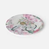 Elegantes Fahrrad und Blumen Pappteller (Schrägansicht)