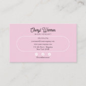 Elegantes Fairstylist-Skript Weiß und Rosa Minimal Visitenkarte (Vorderseite)