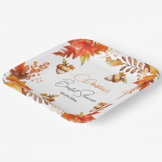 Elegantes Fall Boho Floral Brautparty Pappteller (Gewinkelt)