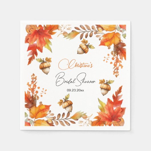 Elegantes Fall Boho Floral Brautparty Serviette (Vorderseite)