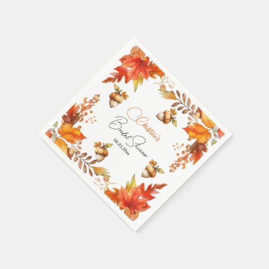 Elegantes Fall Boho Floral Brautparty Serviette (Ecke)