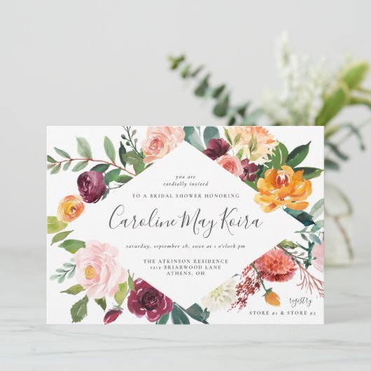 Elegantes Fall-Brautparty Einladung (Stehend Vorderseite)