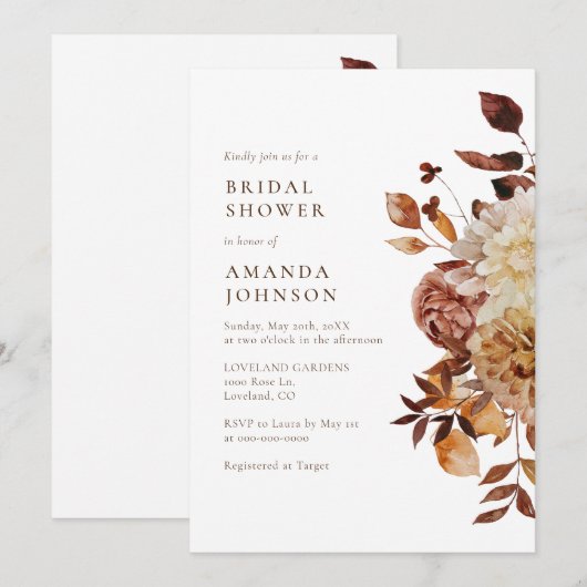 Elegantes Fall-Brautparty Einladung (Vorne/Hinten)