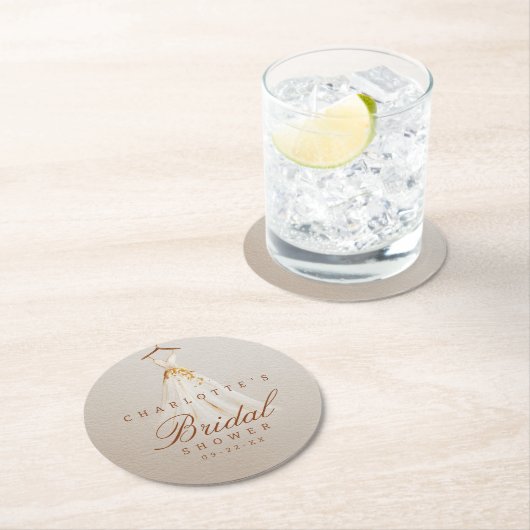 Elegantes Fall Brautparty Gefallen - Hochzeitsklei Runder Pappuntersetzer (Vor Ort)