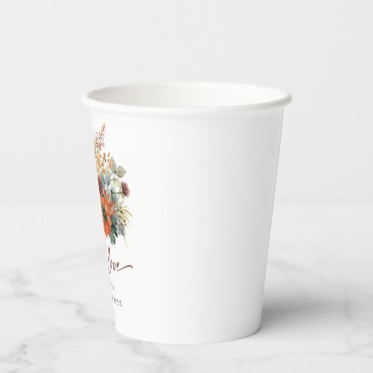 Elegantes Fall-Brautparty Pappbecher (Rückseite)