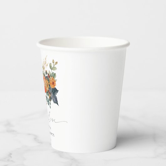 Elegantes Fall-Brautparty Pappbecher (Rückseite)