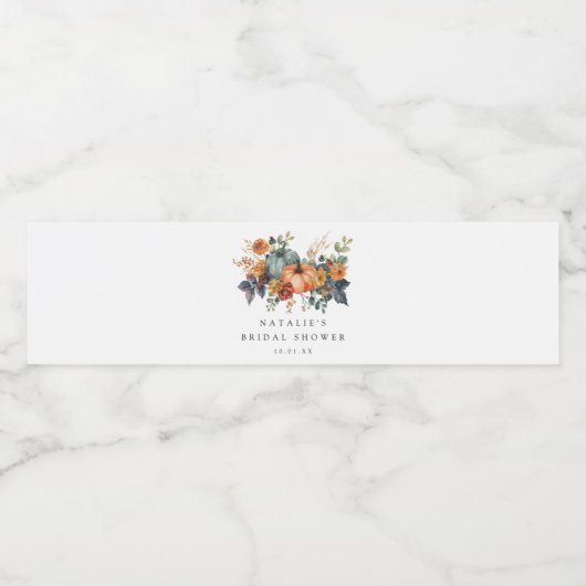 Elegantes Fall-Brautparty Wasserflaschenetikett (Einzelnes Label)