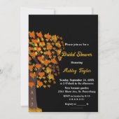 Elegantes Fall Carved Tree Schwarz-weißes Brautpar Einladung (Vorderseite)