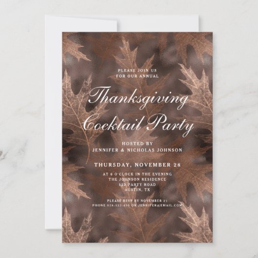 Elegantes Fall Erntedank Cocktail Party Einladung (Vorderseite)