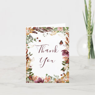 Elegantes Fall Floral Brautparty Dankeskarte