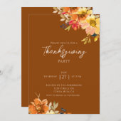 Elegantes Fall Floral Erntedank Party Einladung (Vorne/Hinten)