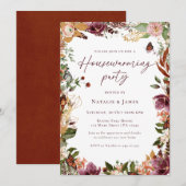 Elegantes Fall Floral Housewarming Party Einladung (Vorne/Hinten)