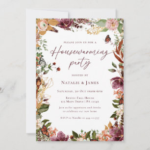 Elegantes Fall Floral Housewarming Party Einladung