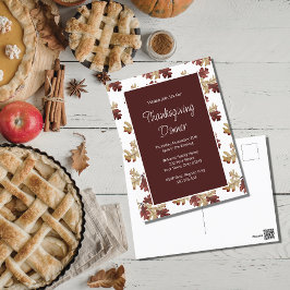 Elegantes Fall Foliage Erntedank Dinner Postkarte