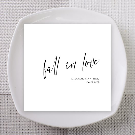 Elegantes 'Fall in Love'-Skript Minimalistische Ho Serviette