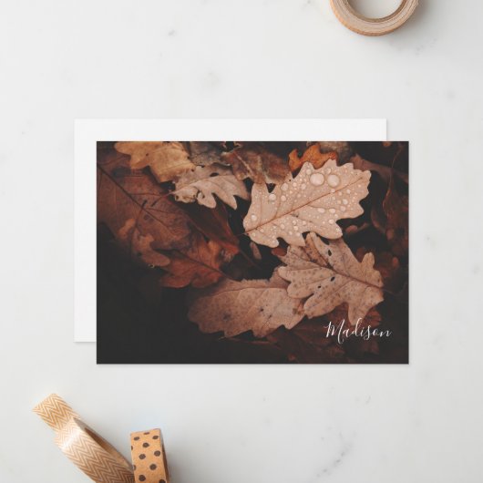 Elegantes Fall Leaf Foto Mitteilungskarte (Vorderseite/Rückseite Beispiel)