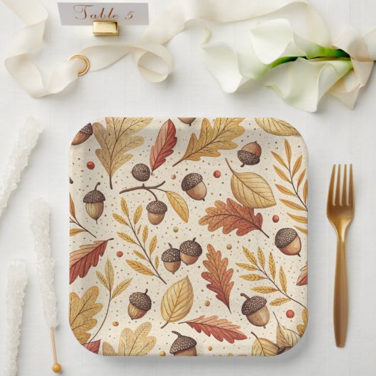 Elegantes Fall Pattern Pappteller (Hochzeit)