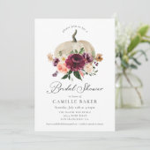 Elegantes Fall Pumpkin Burgundy Floral Brautparty Einladung (Stehend Vorderseite)