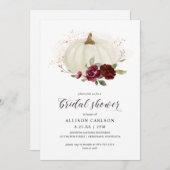 Elegantes Fall Pumpkin Burgundy Rose Brautparty Einladung (Vorne/Hinten)