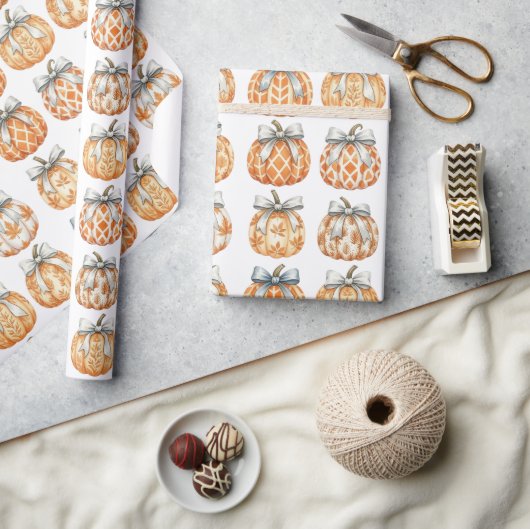 Elegantes Fall Pumpkin Wrapping Paper Geschenkpapier (Kunsthandwerk)