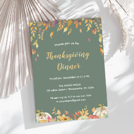 Elegantes Fall Sage Erntedank Dinner Einladung
