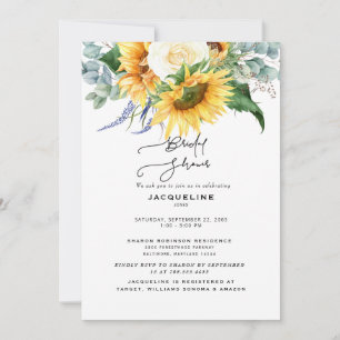 Elegantes Fall Sonnenblume Eukalyptus-Brautparty Einladung