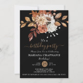 Elegantes Fall Wasserfarbenflora am Schwarzen Part Einladung (Vorderseite)