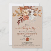 Elegantes Fall Wasserfarbenflora auf dem Taupe Par Einladung (Vorderseite)