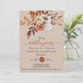 Elegantes Fall Wasserfarbenflora auf dem Taupe Par Einladung (Stehend Vorderseite)