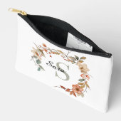 Elegantes Fall Watercolor Floral White Monogram Zubehörtasche (Offen)
