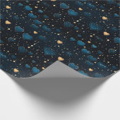 Elegantes Falling kosmischer Herzen in Blau und Go Geschenkpapier (Ecke)