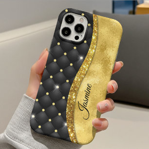 Elegantes falsches Gold-Glitter-Schwarzdiamant-Mon Case-Mate iPhone Hülle