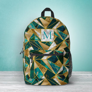 Elegantes falsches Gold Türkis geometrisch Bedruckter Rucksack