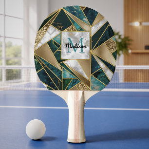 Elegantes falsches Gold Türkis geometrisch Tischtennis Schläger