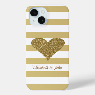 Elegantes falsches goldenes glitzerndes Herz auf S Case-Mate iPhone Hülle